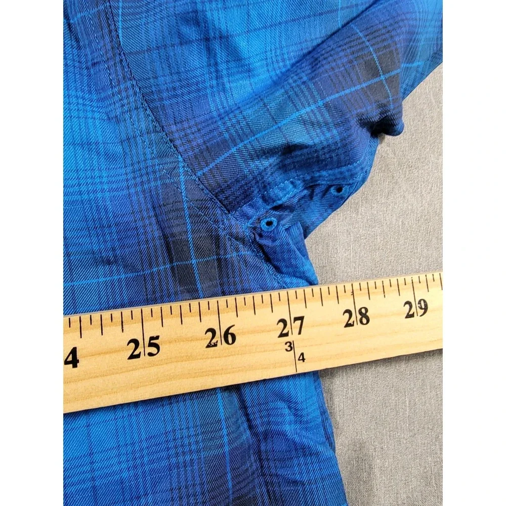 Ariat Pro Series‎ Mens Blue Tartan Plaid Long Sleeve Shirt Button Up Vented 2XL